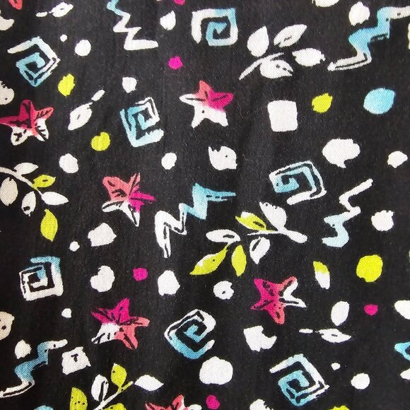 Ladies Fun Party Retro 90s Funky Abstract Graphic Allover Black White Koret XL - Picture 11 of 11